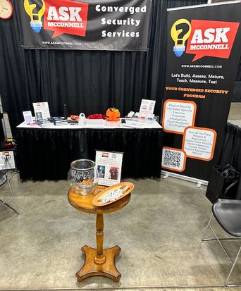 Display of a church security booth at a conference